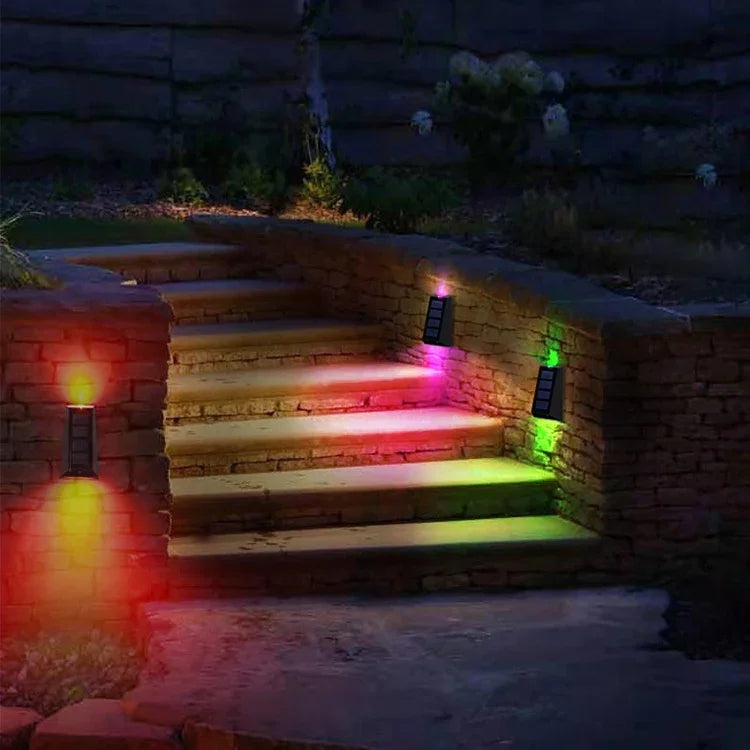 2 Lampes murales solaires N771, éclairage mural extérieur haut et bas, luminaire de jardin, lumière colorée, lumière chaude + blanche