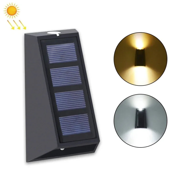 2 Lampes murales solaires N771, éclairage mural extérieur haut et bas, luminaire de jardin, lumière colorée, lumière chaude + blanche