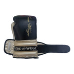 Gants de boxe Sanda pour combat libre à demi-doigts, noir et or
