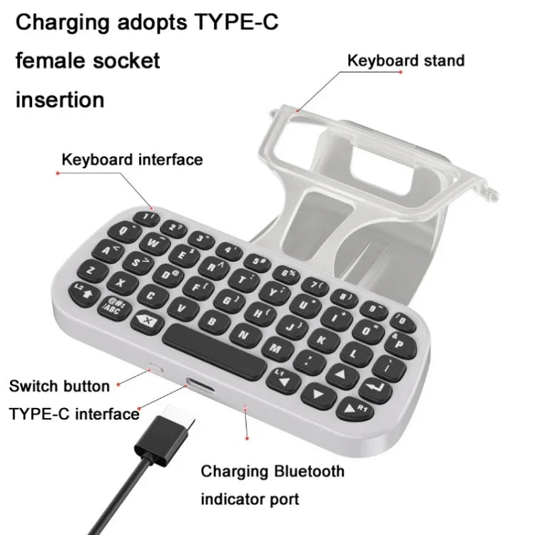 Clavier Bluetooth sans fil DOBE TP5-0556 avec prise casque pour PS5, Clavier Bluetooth TP5-0556