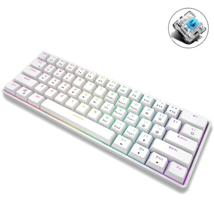 Clavier mécanique LEAVEN K28 61 touches RVB sans fil Bluetooth + filaire double mode pour jeux et bureau, longueur de câble : 1,5 m, Axe vert (blanc), Axe vert (bleu), Axe vert (rose), Axe rouge (blanc), Axe rouge (bleu), Axe rouge (rose), Axe thé (blanc)