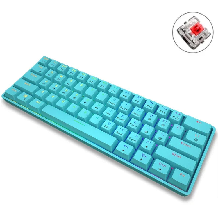 Clavier mécanique LEAVEN K28 61 touches RVB sans fil Bluetooth + filaire double mode pour jeux et bureau, longueur de câble : 1,5 m, Axe vert (blanc), Axe vert (bleu), Axe vert (rose), Axe rouge (blanc), Axe rouge (bleu), Axe rouge (rose), Axe thé (blanc)