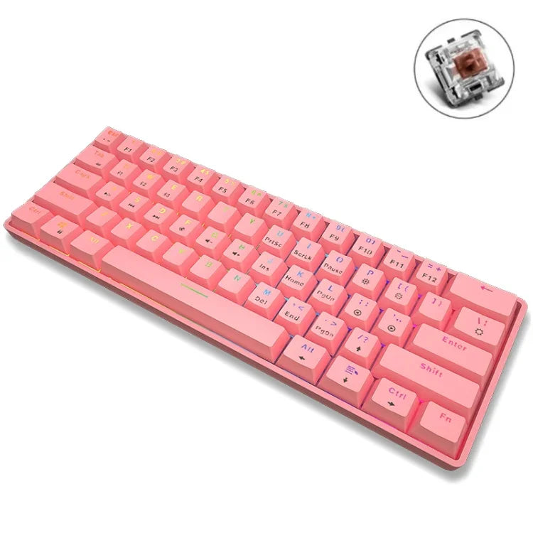 Clavier mécanique LEAVEN K28 61 touches RVB sans fil Bluetooth + filaire double mode pour jeux et bureau, longueur de câble : 1,5 m, Axe vert (blanc), Axe vert (bleu), Axe vert (rose), Axe rouge (blanc), Axe rouge (bleu), Axe rouge (rose), Axe thé (blanc)