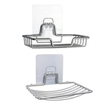 Support mural de rangement de savon de salle de bain en acier inoxydable, Style : Simple couche avec autocollant, Simple couche avec autocollant, Simple couche incurvée avec autocollant