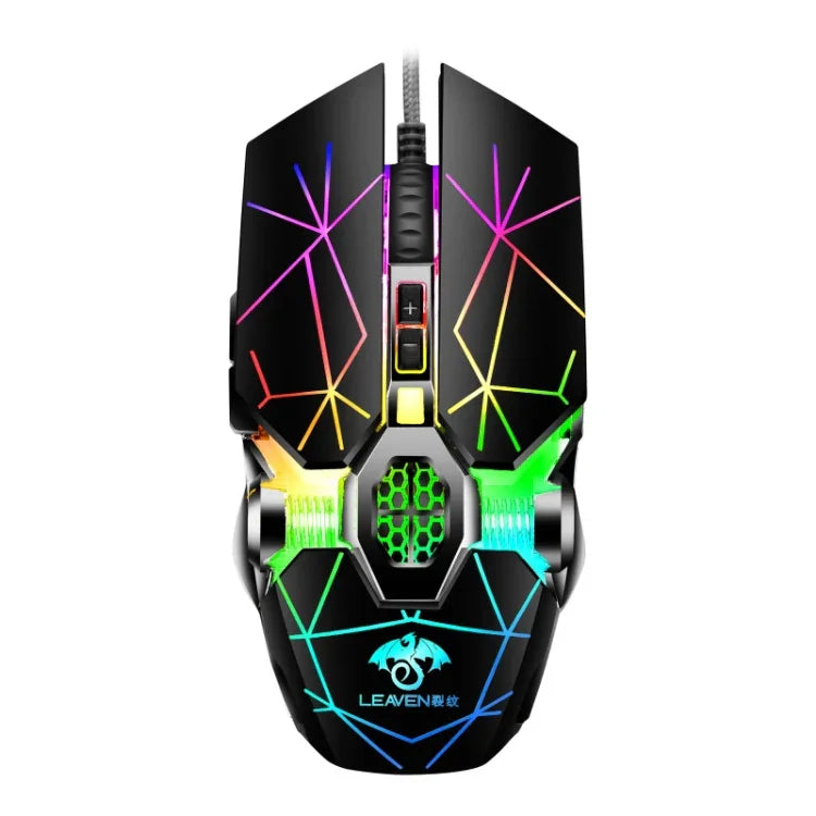 Souris gaming mécanique LEAVEN 7 boutons 4000 DPI USB filaire de bureau lumineuse RGB, longueur de câble: 1,5m, S30 Noir, S30 Blanc, S30 Rose, S10 Noir