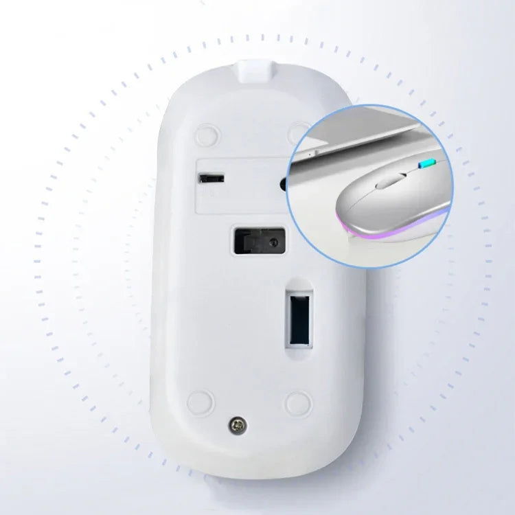 Y20 4 Keys Colorful Glow Charging Mute Mouse Notebook Game Wireless Mouse, 2.4G + Bluetooth (Silver)