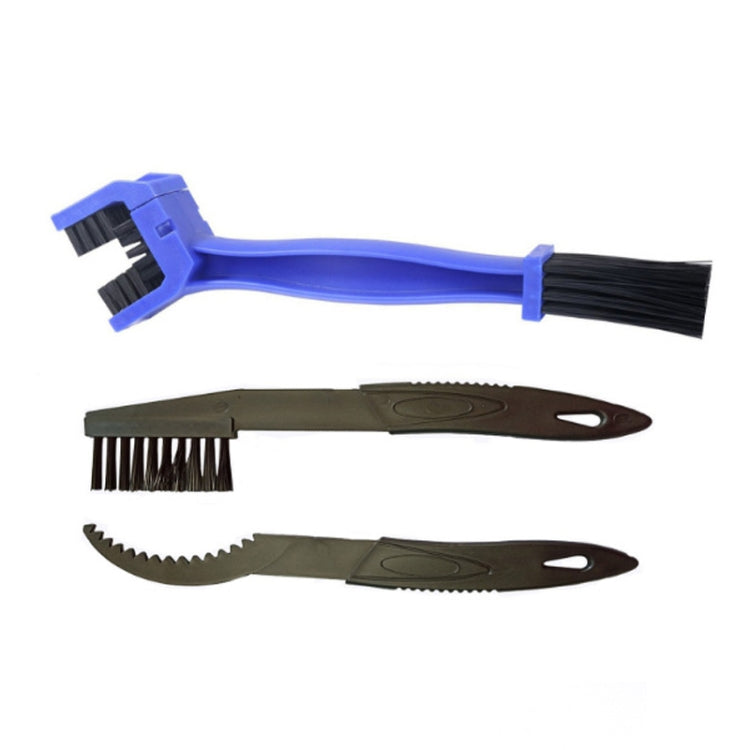 1 ensemble BG-7168 brosse de nettoyage pour vélo et moto brosse à chaîne à trois faces, couleur : bleu + petite brosse, 5 pièces rouges, 5 pièces bleues, 5 pièces noires, rouge + petite brosse, bleu + petite brosse