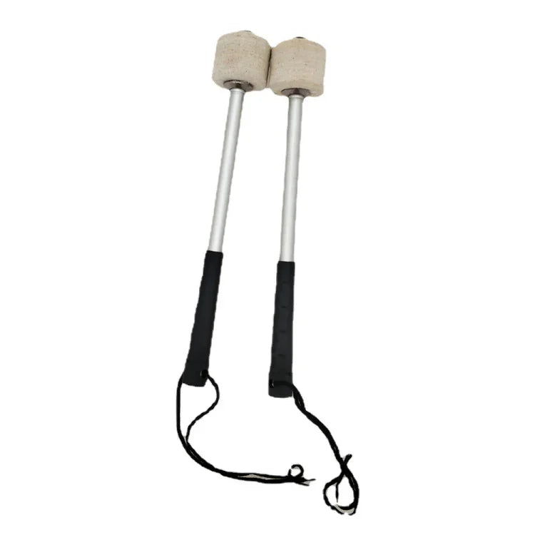 Accessoires de percussion : baguettes de batterie antidérapantes en feutre de laine et acier inoxydable pour s'entraîner à la grosse caisse.