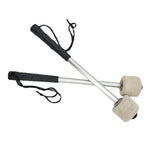 Accessoires de percussion : baguettes de batterie antidérapantes en feutre de laine et acier inoxydable pour s'entraîner à la grosse caisse.
