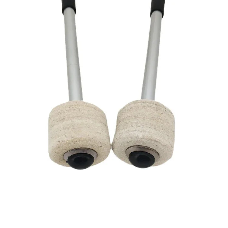 Accessoires de percussion : baguettes de batterie antidérapantes en feutre de laine et acier inoxydable pour s'entraîner à la grosse caisse.