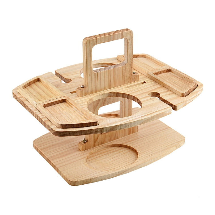 Support de Verre à Vin Portable en Bois pour Pique-Nique, Table à Vin Détachable, Table de Camping avec Poignée