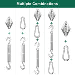 24 in 1 304 Stainless Steel Fixed Shade Sail Accessories Diamond Buckle Flower Basket Spring Buckle, Spec:, 24 PCS / M6 Set