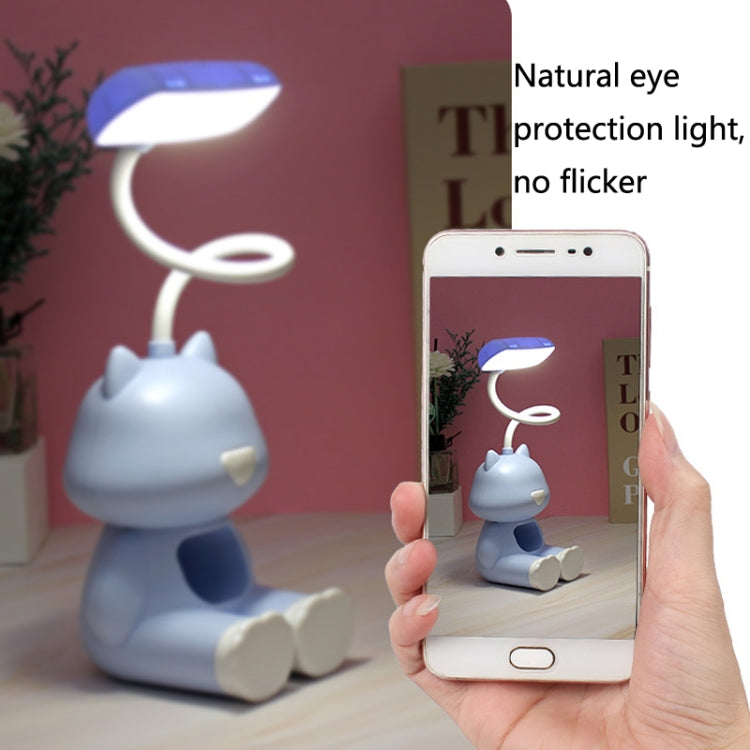 2 PCS FY6601 Cartoon Pen Holder Reading Desk Lamp LED Eye Protection Dormitory Student Bedroom Lamp, Pink, Blue, Green