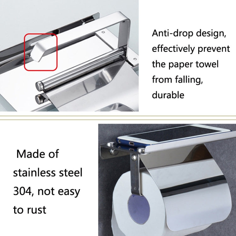 Porte-rouleau de papier en acier inoxydable 4103, support de téléphone portable, porte-serviettes en papier pour salle de bain d'hôtel, couleur : miroir, noir