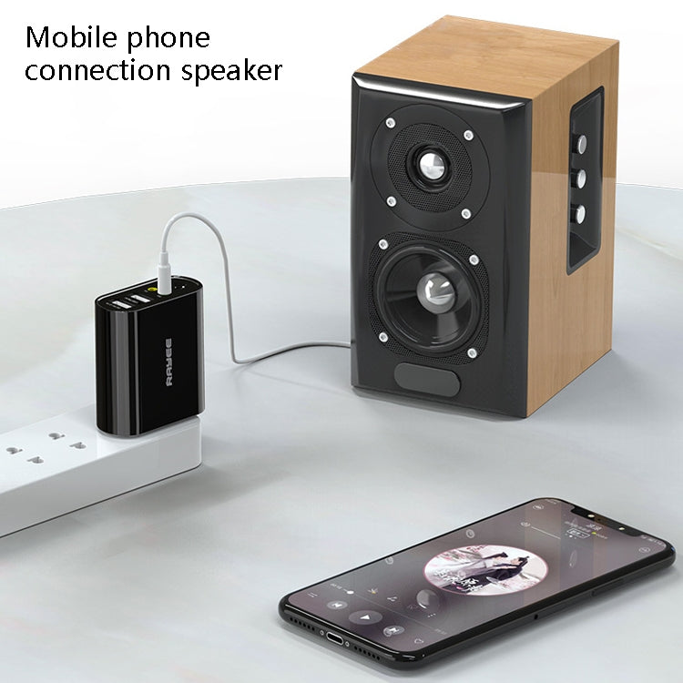 RAYEE K8 Récepteur et transmetteur audio Bluetooth 5.0 Adaptateur 2 en 1 supporte la charge rapide 2.1A, disque U, prise US, K8