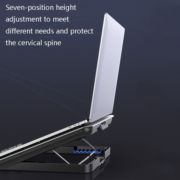 Ventilateur radiateur en alliage d'aluminium ICE COOREL pour ordinateur portable, support de refroidissement silencieux pour notebook, argent spatial, noir or tungstène, six ventilateurs argent spatial, six ventilateurs noir or tungstène