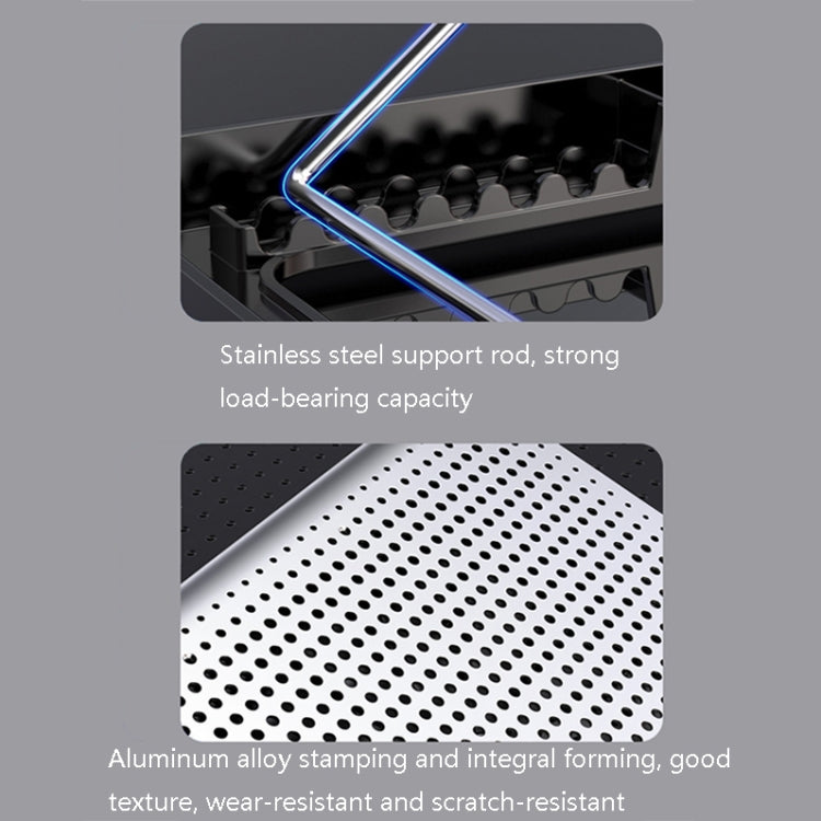 Ventilateur radiateur en alliage d'aluminium ICE COOREL pour ordinateur portable, support de refroidissement silencieux pour notebook, argent spatial, noir or tungstène, six ventilateurs argent spatial, six ventilateurs noir or tungstène