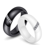 Bague simple en nano-céramique, en acier titane avec zircon, 10, 7, 8, 9, 6