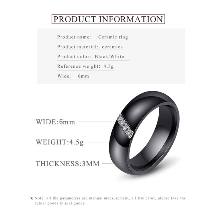 Bague simple en nano-céramique, en acier titane avec zircon, 10, 7, 8, 9, 6