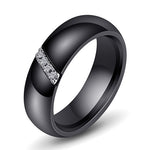Bague simple en nano-céramique, en acier titane avec zircon, 10, 7, 8, 9, 6