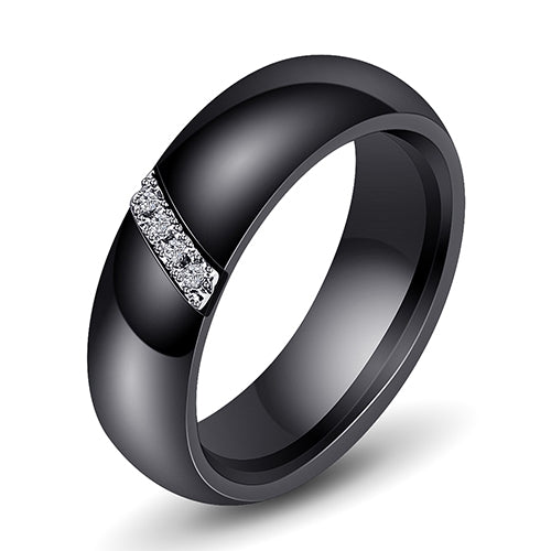 Bague simple en nano-céramique, en acier titane avec zircon, 10, 7, 8, 9, 6