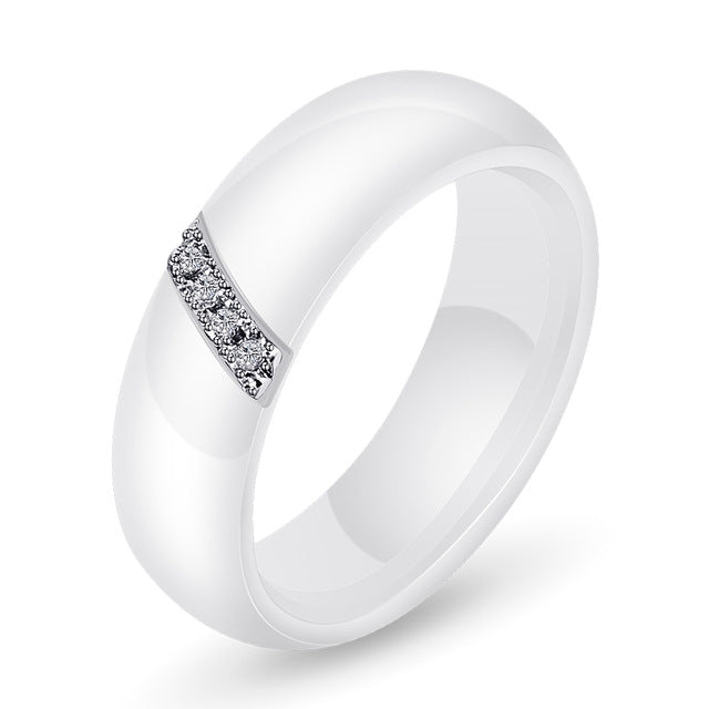 Bague simple en nano-céramique, en acier titane avec zircon, 10, 7, 8, 9, 6