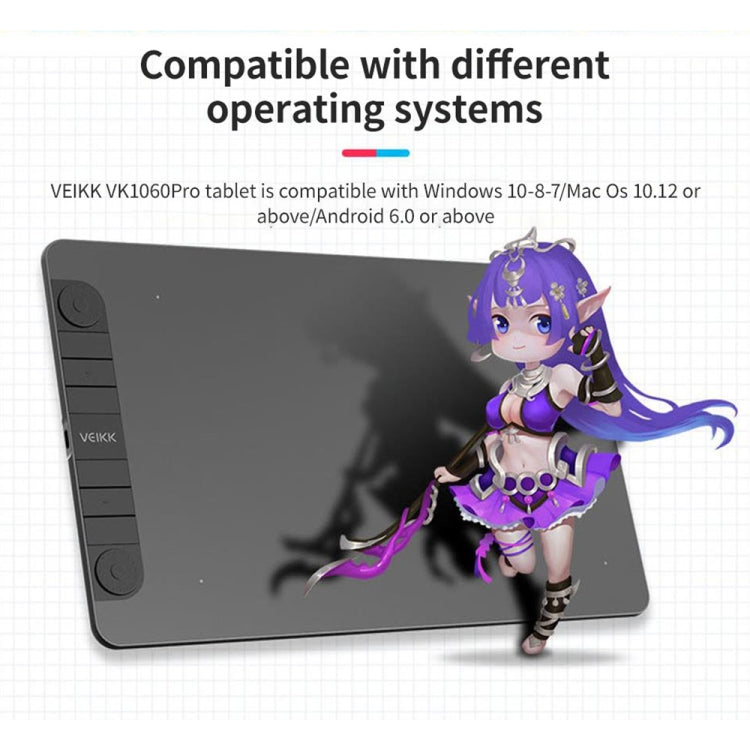 Tablette numérique VEIKK VK1060PRO, tablette de dessin électronique pour peinture à la main, peut être connectée à un téléphone portable, VK1060PRO
