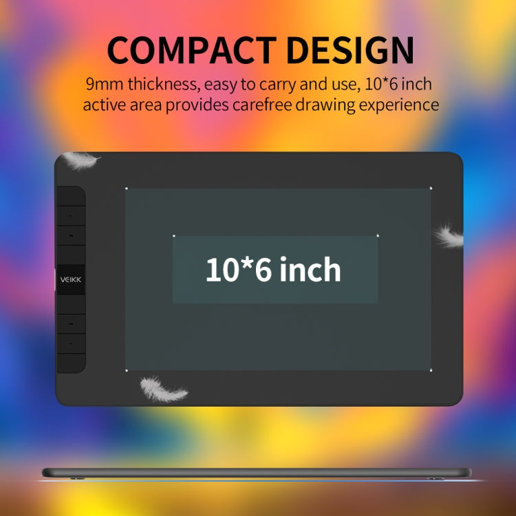 VEIKK VK1060 Tablette graphique pour peinture numérique pouvant être connectée à un téléphone portable, VK1060