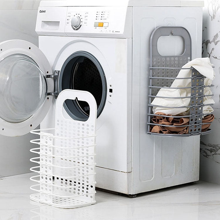 Panier à linge sale mural pliable sans perforation pour salle de bain domestique, panier de rangement pour jouets, blanc, gris