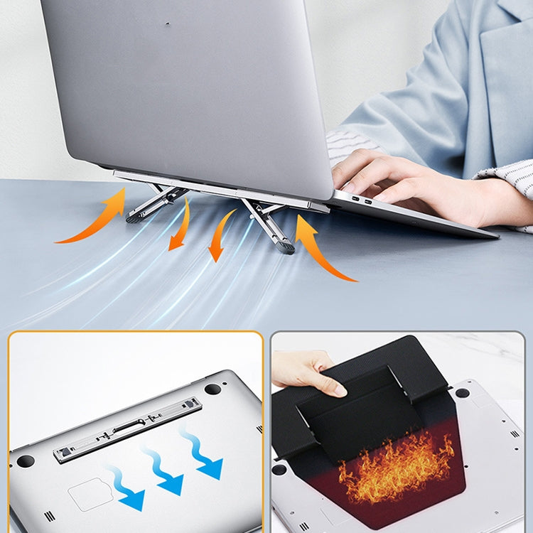 Oatsbasf K01 Support Réhausseur de Bureau Réglable en Alliage d'Aluminium avec Radiateur, Support Pliant pour Ordinateur Portable