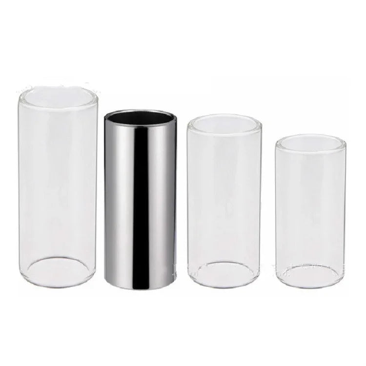 M02219 Coffret 4 en 1 : barre de glisse en plexiglas + barre de glisse en acier inoxydable + médiator en celluloïd + boîte en plastique, barre de glisse en plexiglas