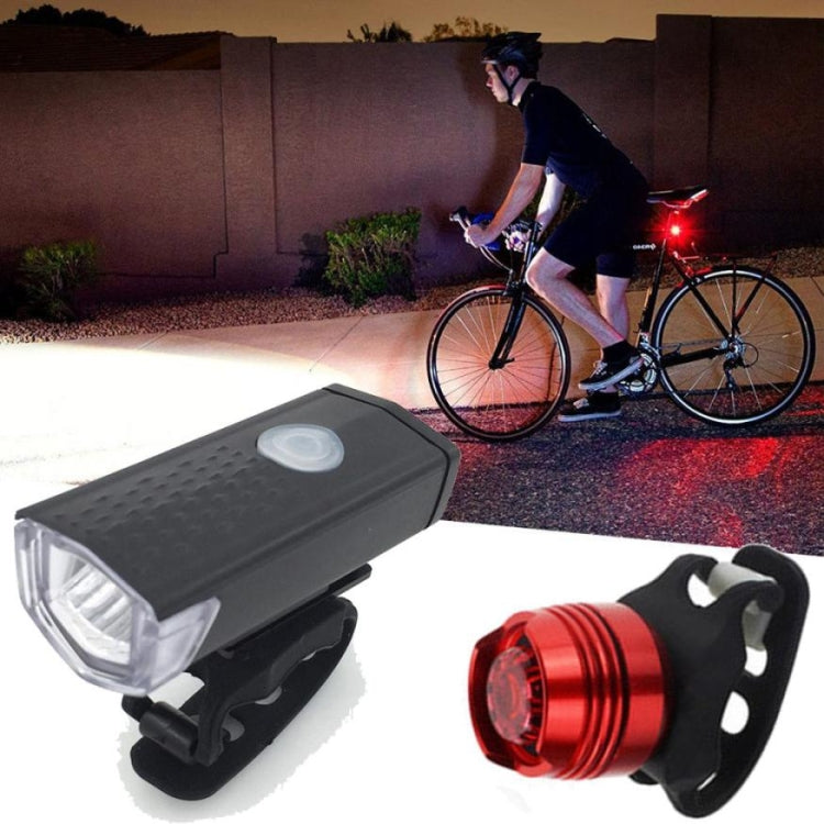 Lampe rechargeable USB pour vélo, étanche, ensemble phare et feu arrière, phare + feu arrière (noir)
