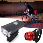 Lampe rechargeable USB pour vélo, étanche, ensemble phare et feu arrière, phare + feu arrière (noir)