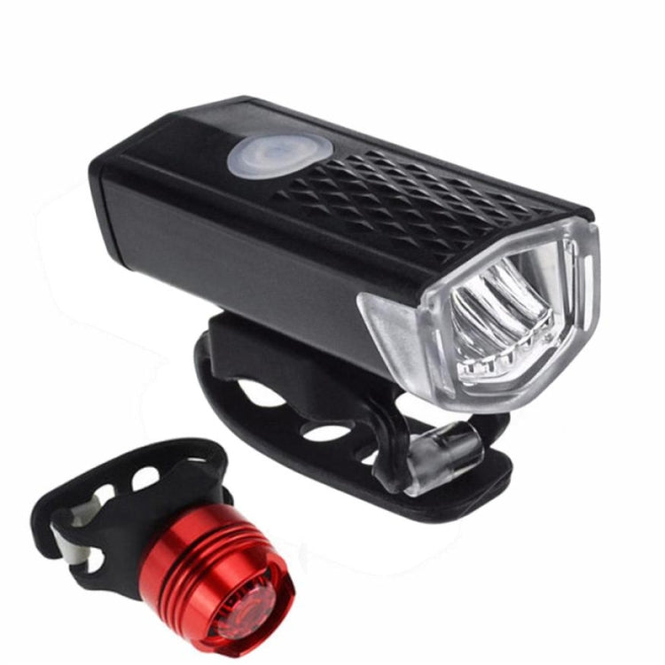 Lampe rechargeable USB pour vélo, étanche, ensemble phare et feu arrière, phare + feu arrière (noir)