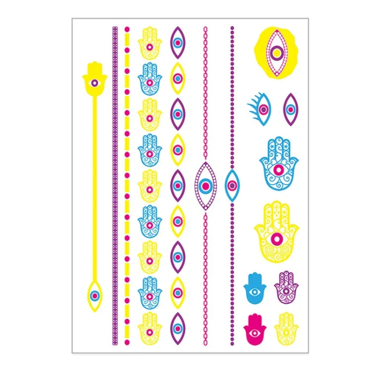 10 autocollants de tatouage de bras de fleur fluorescente autocollants de visage autocollants de tatouage de plume imperméables, DKCS010, DKCS017, DKCS019, DKCS022, DKCS025, DKCS028, DKCS032, DKCS033, DKCS034, DKCS036, DKCS037, DKCS042