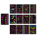 10 autocollants de tatouage de bras de fleur fluorescente autocollants de visage autocollants de tatouage de plume imperméables, DKCS010, DKCS017, DKCS019, DKCS022, DKCS025, DKCS028, DKCS032, DKCS033, DKCS034, DKCS036, DKCS037, DKCS042