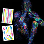 10 autocollants de tatouage de bras de fleur fluorescente autocollants de visage autocollants de tatouage de plume imperméables, DKCS010, DKCS017, DKCS019, DKCS022, DKCS025, DKCS028, DKCS032, DKCS033, DKCS034, DKCS036, DKCS037, DKCS042