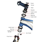 MEROCA roulement de direction Mountain Tower 44mm avec tube droit intégré, noir, rouge, bleu, vert, violet, or