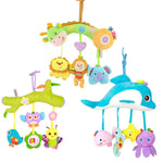 Jouets de bébé 0-1 an, clochettes d'animaux pour lit, jouets en peluche apaisants, hochets de bébé, à suspendre à la poussette, A barre transversale - Cerf, B barre transversale - Dauphins, C barre transversale - Oiseaux