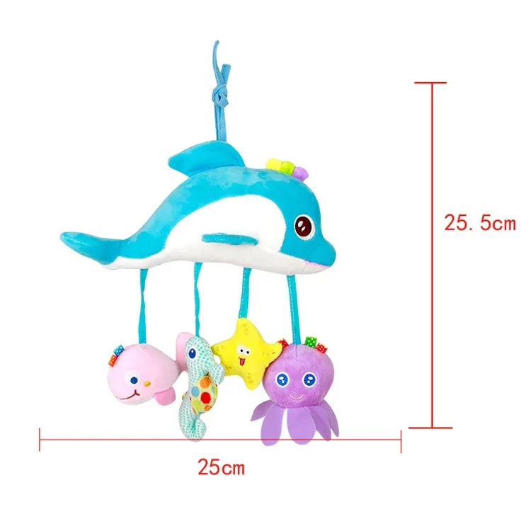 Jouets de bébé 0-1 an, clochettes d'animaux pour lit, jouets en peluche apaisants, hochets de bébé, à suspendre à la poussette, A barre transversale - Cerf, B barre transversale - Dauphins, C barre transversale - Oiseaux
