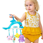 Jouets de bébé 0-1 an, clochettes d'animaux pour lit, jouets en peluche apaisants, hochets de bébé, à suspendre à la poussette, A barre transversale - Cerf, B barre transversale - Dauphins, C barre transversale - Oiseaux