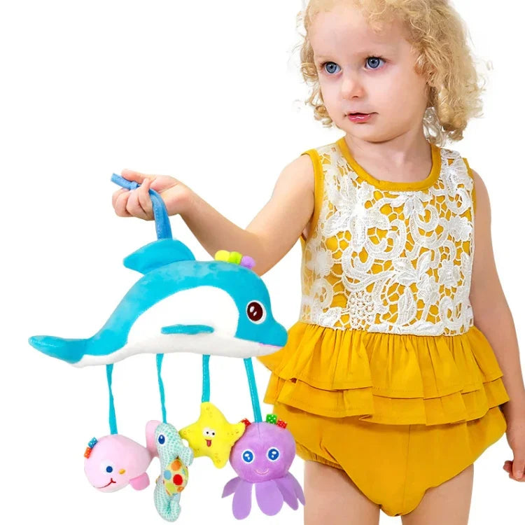 Jouets de bébé 0-1 an, clochettes d'animaux pour lit, jouets en peluche apaisants, hochets de bébé, à suspendre à la poussette, A barre transversale - Cerf, B barre transversale - Dauphins, C barre transversale - Oiseaux