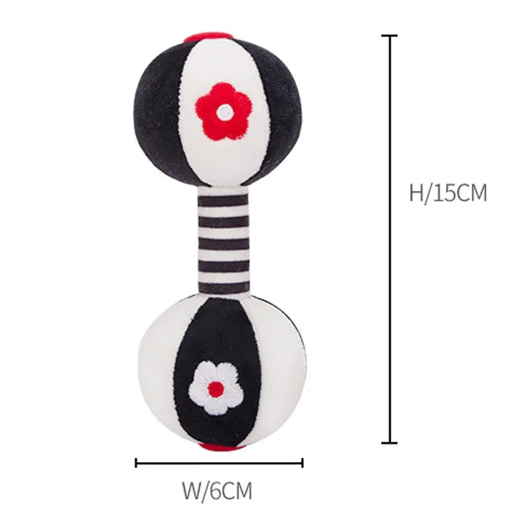 TOLOLO 1 paire de jouets éducatifs pour bébé Entraînement visuel précoce, hochet haltère en sable noir et blanc pour nouveau-né, T168263-2