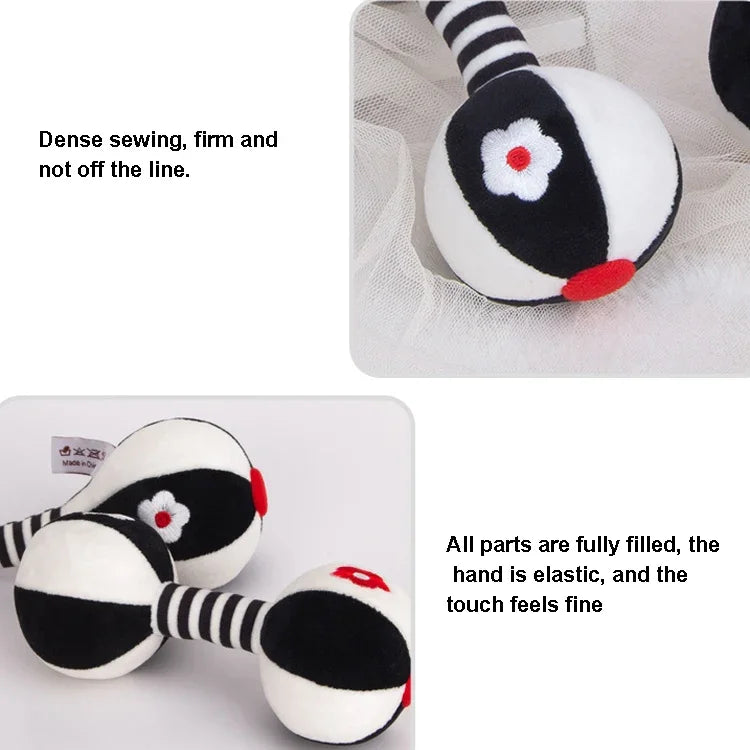 TOLOLO 1 paire de jouets éducatifs pour bébé Entraînement visuel précoce, hochet haltère en sable noir et blanc pour nouveau-né, T168263-2