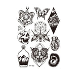 10 autocollants de tatouage éphémère pour adultes, motif animal ou fleur, fluorescent, phosphorescent, résistant à l'eau, couleurs changeantes, BY-001, BY-002, BY-003, BY-004, BY-005, BY-006, BY-007, BY-008