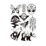 10 autocollants de tatouage éphémère pour adultes, motif animal ou fleur, fluorescent, phosphorescent, résistant à l'eau, couleurs changeantes, BY-001, BY-002, BY-003, BY-004, BY-005, BY-006, BY-007, BY-008