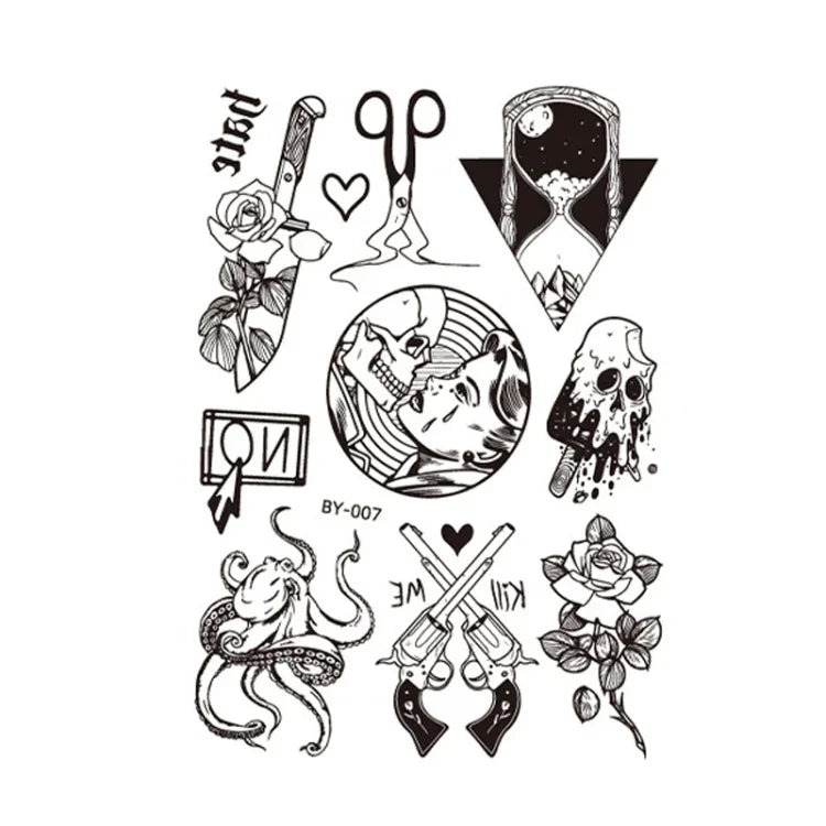 10 autocollants de tatouage éphémère pour adultes, motif animal ou fleur, fluorescent, phosphorescent, résistant à l'eau, couleurs changeantes, BY-001, BY-002, BY-003, BY-004, BY-005, BY-006, BY-007, BY-008