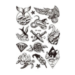 10 autocollants de tatouage éphémère pour adultes, motif animal ou fleur, fluorescent, phosphorescent, résistant à l'eau, couleurs changeantes, BY-001, BY-002, BY-003, BY-004, BY-005, BY-006, BY-007, BY-008