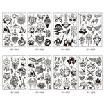 10 autocollants de tatouage éphémère pour adultes, motif animal ou fleur, fluorescent, phosphorescent, résistant à l'eau, couleurs changeantes, BY-001, BY-002, BY-003, BY-004, BY-005, BY-006, BY-007, BY-008