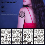 10 autocollants de tatouage éphémère pour adultes, motif animal ou fleur, fluorescent, phosphorescent, résistant à l'eau, couleurs changeantes, BY-001, BY-002, BY-003, BY-004, BY-005, BY-006, BY-007, BY-008
